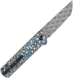 Kansept Knives Foosa Slip Joint Blue & White & Black Carbon Fiber Folding Damascus Knife 2020T2
