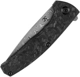 Kansept Knives AGI Framelock Titanium & Twill CF Folding Damascus Knife 2037A2