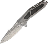 Reate Knives K3 Framelock Damascus Steel CF Titanium Folding Blade Knife