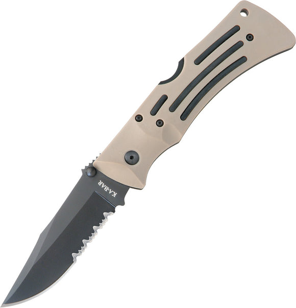 Ka Bar Desert Tan Mule Folding Knife  Combo Edge w/ Sheath - 3053