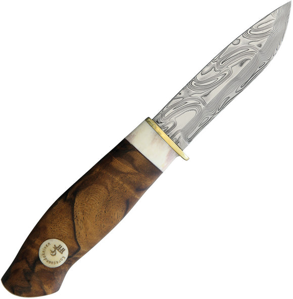 Karesuando Kniven Galten EX Damascus Steel Walnut Handle Fixed Knife 3509DW