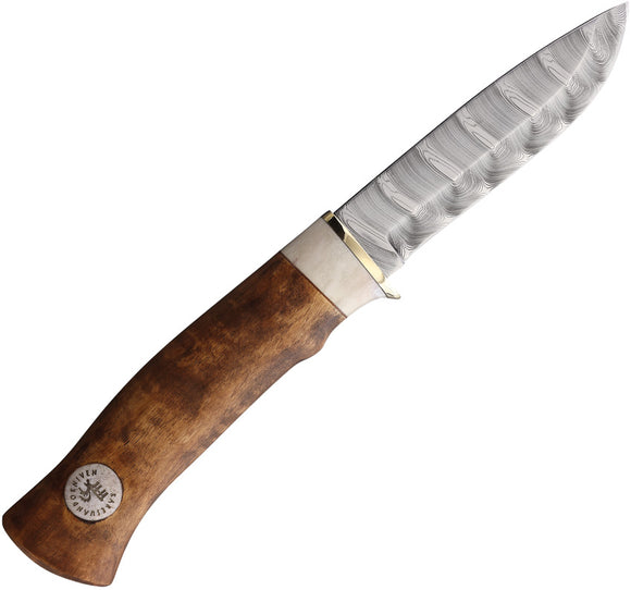 Karesuando Kniven Hunter 10 Dense Twist Wood Damascus Fixed Blade Knife 357106