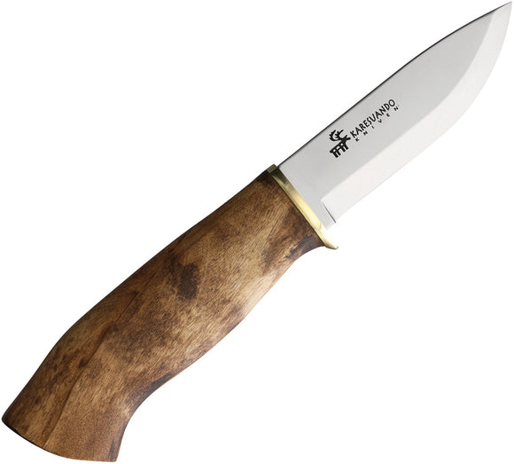 Karesuando Kniven Hunting Galten Light Brown Wood Fixed Blade Knife 3643