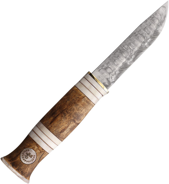 Karesuando Kniven Nordic Light Hunter Birch Damascus Fixed Blade Knife 400807