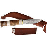 Karesuando Kniven Nordic Light Hunter Birch Damascus Fixed Blade Knife 400807