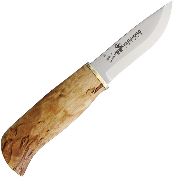 Karesuando Kniven Saivo Fixed Blade Birch Knife w/ Black Leather Sheath 4047