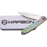 KARBON Tidbit Framelock Floral Stainless Folding Bohler N690 Pocket Knife B108