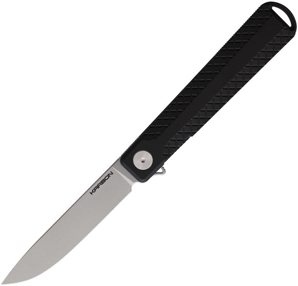 KARBON Beatnik Framelock Black Aluminum Folding 14C28N Pocket Knife B111