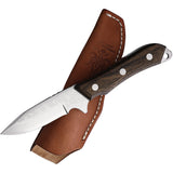 Kanetsune Seseragi Brown Wood Damascus Steel Drop Point Fixed Blade Knife B269