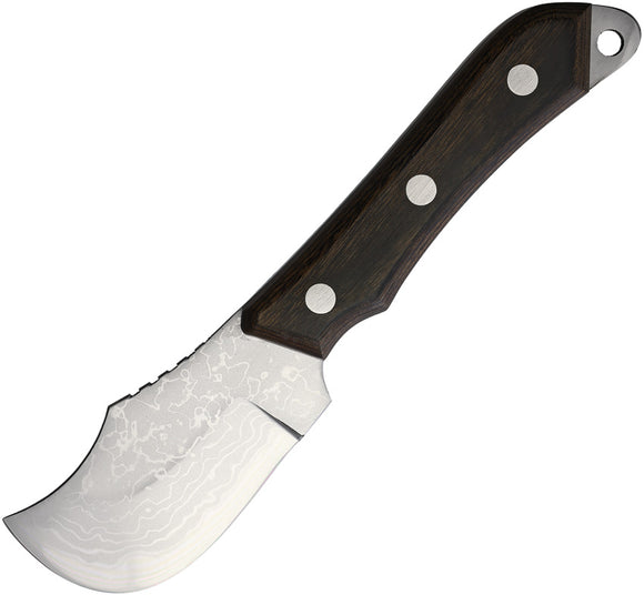 Kanetsune Seseragi Skinner Brown Wood Damascus Steel Fixed Blade Knife B270