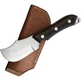 Kanetsune Seseragi Skinner Brown Wood Damascus Steel Fixed Blade Knife B270