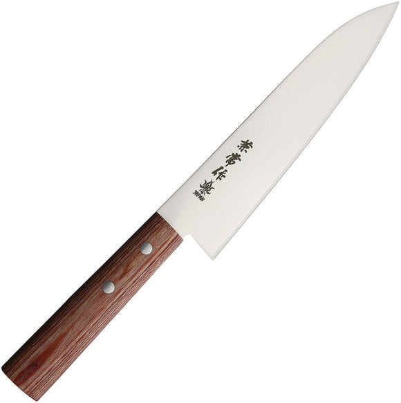 Kanetsune Kengata Chef's Brown Plywood Stainless Steel Fixed Blade Knife C362