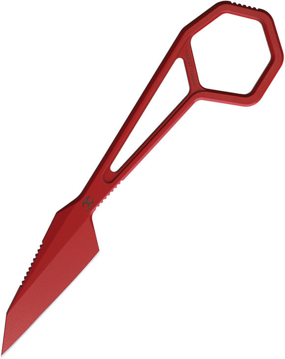 Kansept Knives Hex Red Sandvik 14C28N Fixed Blade Neck Knife w/ Sheath 001R1