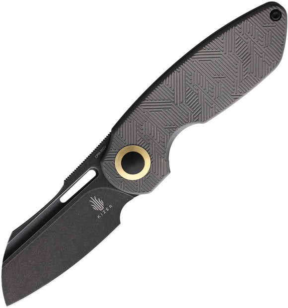 Kizer Cutlery October Pocket Knife Framelock Titanium Folding Black 20CV 3569A2