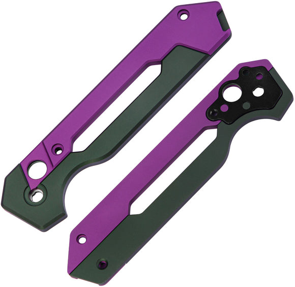 Kizer Cutlery Hyper Purple & Green Aluminum 2pc Knife Handle Scales Set H3632PG