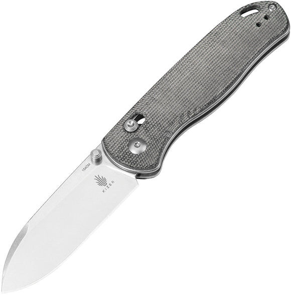 Kizer Cutlery Drop Bear Clutch Lock Gray Micarta Folding 154CM Knife V3619C3