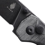 Kizer Cutlery Begleiter 2 Knife Button Lock Gray Micarta Folding 154CM 44582BC2