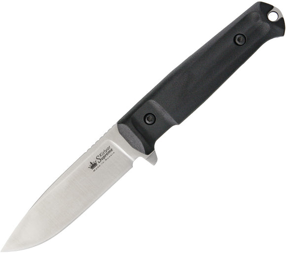 Kizlyar Sturm Black Handle Satin AUS-8 Stainless Fixed Knife w/ Sheath 0025