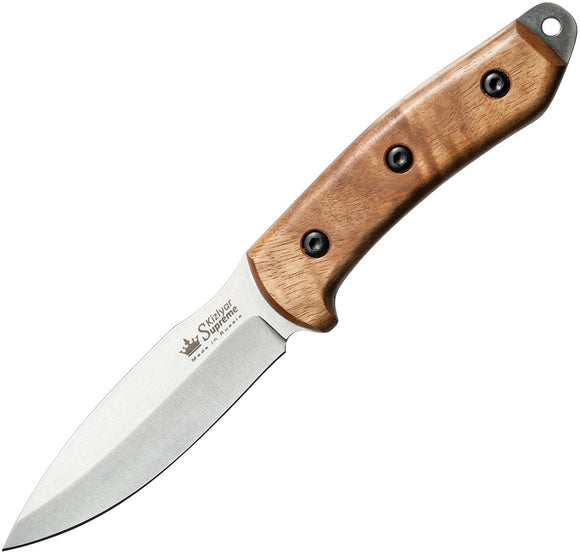 Kizlyar Corsair Root Nut Handle Satin AUS-8 Stainless Fixed Knife w/ Sheath 0100