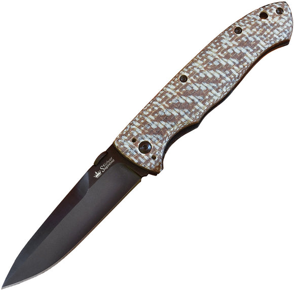 Kizlyar Vega Linerlock Black & White Micarta Handle TiNi 440C Folding Knife 0122