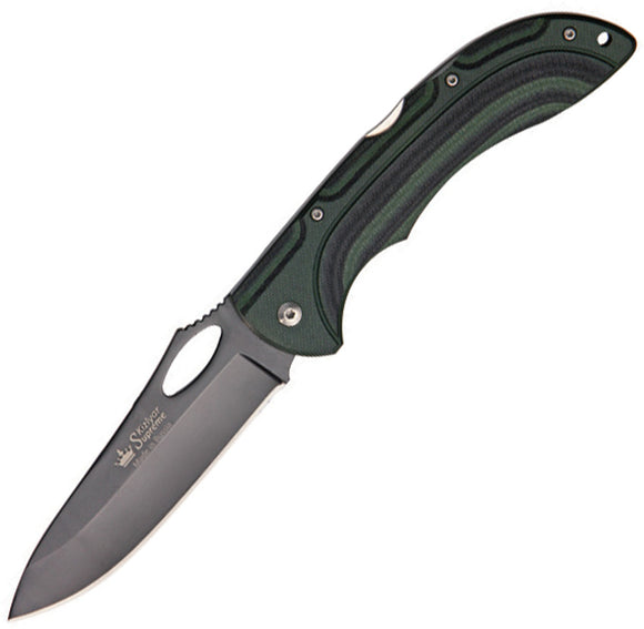 Kizlyar Dream Lockback Green Micarta Black TiNi 440C Knife w/ Sheath 0167