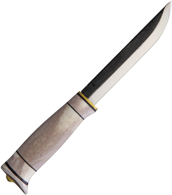Kellam PoleStar Reindeer Antler Carbon Steel Fixed Blade Knife w/ Sheath AL125