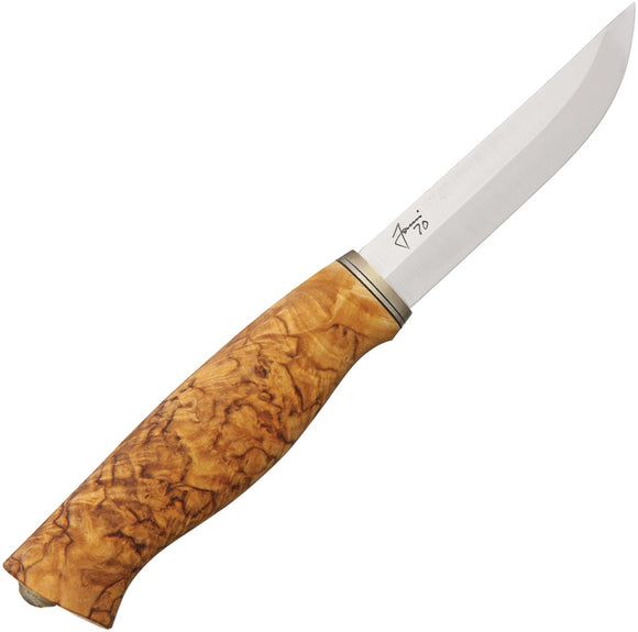 Kellam Jouni 70 Curly Birch Wood Stainless Fixed Blade Knife w/ Sheath KPJ70