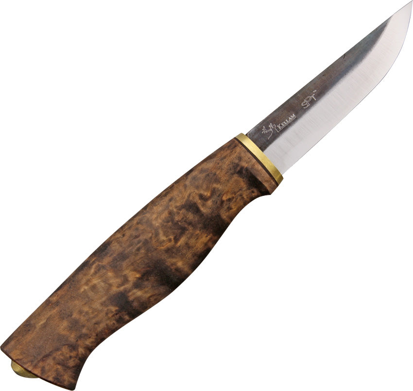 Kellam Wolverine Pro Curly Birch Wood Carbon Steel Fixed Blade