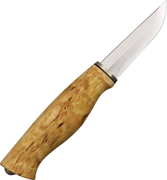 Kellam Falcon Curly Birch Wood Stainless Fixed Blade Knife w/ Belt Sheath KRF3