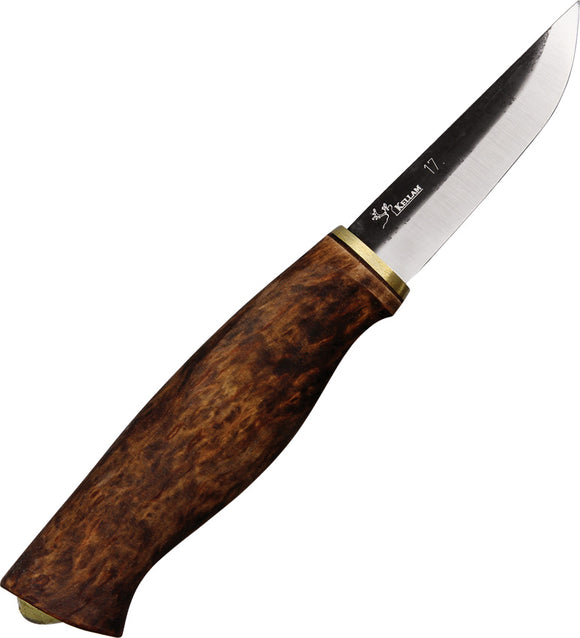 Kellam Hawk Curly Birch Wood Carbon Steel Fixed Blade Knife w/ Sheath KRH3
