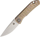 Komoran Bronze Titanium Framelock Glass Breaker U2X Steel Folding Knife 010