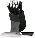 Komoran Black Fixed Blade Damascus Knife Block Set 036   - On Sale