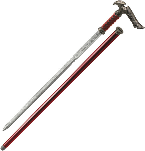 Kit Rae Axios Forged Double Edge Damascus Steel Knife Sword Cane 56D
