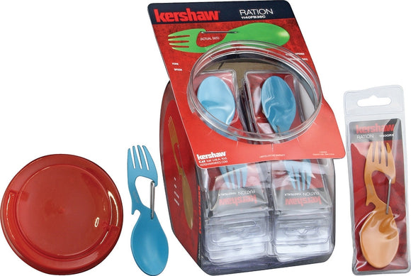 Kershaw 36pc Ration Eating Tool Fork & Spoon Bottle Opener w/ Display 1140FB36C