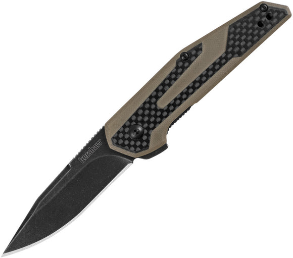 Kershaw Anso Fraxion CF Tan G10 Handle Linerlock Folding Blade Knife 1160TANBW