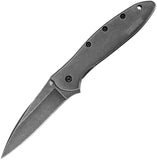 Kershaw Leek Blackwash Framelock A/O Drop Pt Blade Folding Knife EDC 1660BWWM