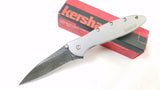 KERSHAW Assisted Leek Straight Damascus Steel Folding Pocket Knife - 1660DAM   - On Sale
