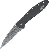 Kershaw Leek Framelock Damascus Steel A/O Blade Black Folding Knife 1660DAMBK   - On Sale
