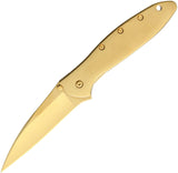 Kershaw Leek SpeedSafe A/O 24K Gold Plated Stainless Folding Pocket Knife - 1660G