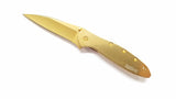 Kershaw Leek SpeedSafe A/O 24K Gold Plated Stainless Folding Pocket Knife - 1660G