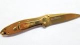 Kershaw Leek SpeedSafe A/O 24K Gold Plated Stainless Folding Pocket Knife - 1660G