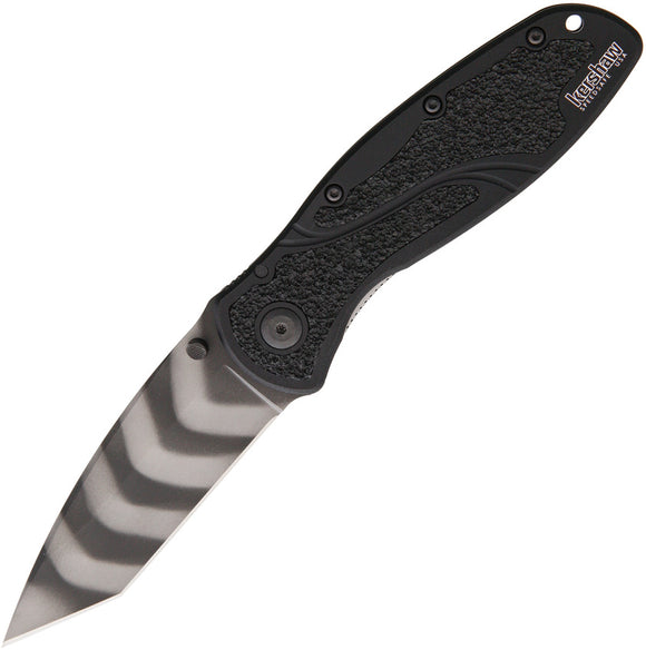 Kershaw Blur Tiger Striped A/O Black Aluminum SpeedSafe Folding Knife 1670TTS