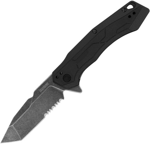 Kershaw Analyst Linerlock A/O Black GFN Folding Serrated 8Cr13MoV Knife 2062ST