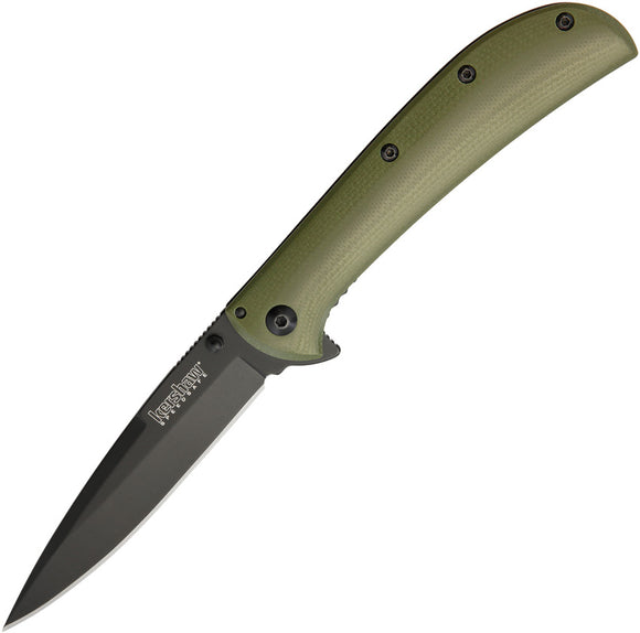 Kershaw AM-4 Framelock A/O Blade Green & Black Handle Folding Knife 2330GRNBLK