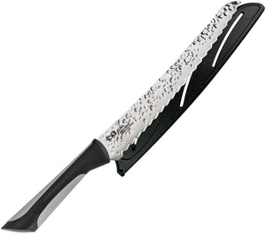 Kershaw 8.5" Fixed Serrated Hammered Blade Black Kitchen Luna Bread Knife 7062