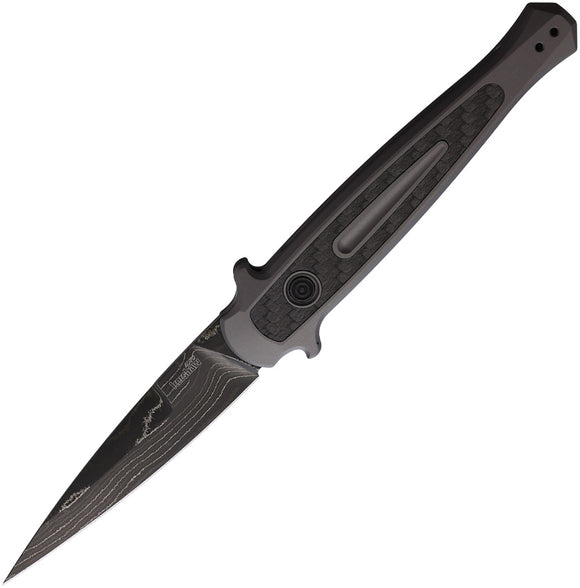 Kershaw Automatic Launch 8 Knife Button Lock Black Aluminum & CF Damascus Blade 7150DAM