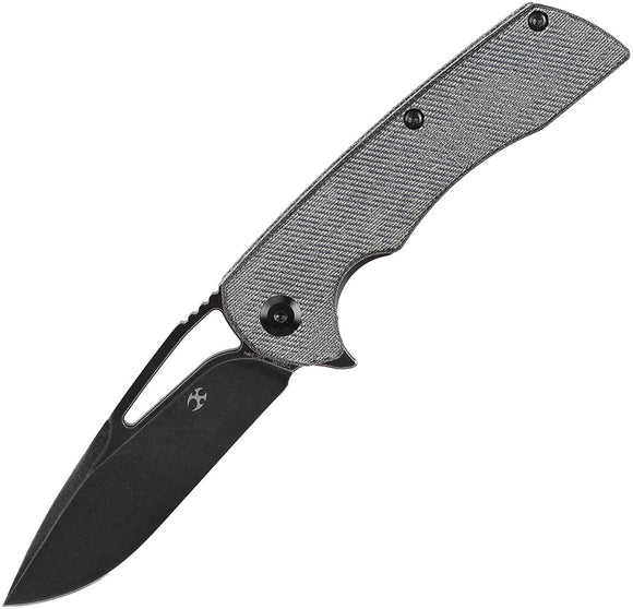 Kansept Knives Kryo Linerlock Denim Gray Micarta Folding 12C28N Knife T1001M1