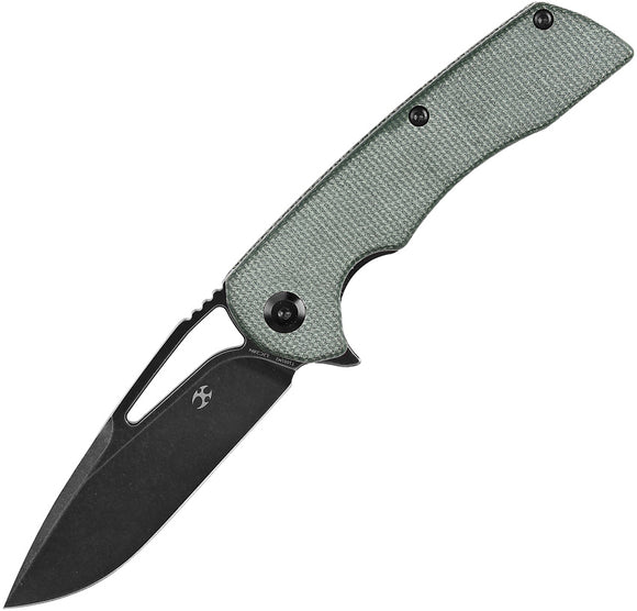 Kansept Knives Kryo Linerlock Green Micarta Folding 12C28N Drop Pt Knife T1001M2