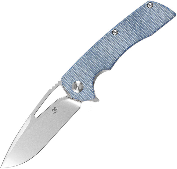 Kansept Knives Kryo Linerlock Blue Micarta Folding 12C28N Drop Pt Knife T1001M3