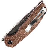 Kansept Knives Mini Accipiter Brown Micarta Front Flipper Framelock 154cm Folding Knife 2007a3